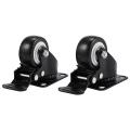 4 Pack 2in Polyurethane Pu Casters (2 with Brakes + 2 Without) Black