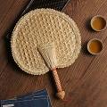 3x Hand-woven Woven Straw Hand Fan Old Summer Natural Hand Fan