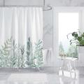 Fabric Shower Curtain Curtains with Hooks Green Eucalyptus Watercolor