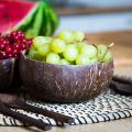 Coconut Bowls and Wooden Spoons for Serving Noodle