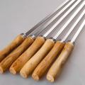 6pcs/lot Bbq Skewers Tools Polishing Wooden Handle Grill Sticks 42cm