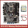 B75 Btc Mining Motherboard+g1620 Cpu+switch Cable Lga1155 8xpcie