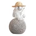 Astronaut Figurines Statue Spaceman with Straw Hat Miniature Home C