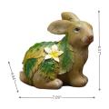 Garden Animal Figurine Rabbit with Leaves and Flowers, Outdoor