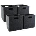 Foldable Storage Squares 4 Pack, Square Storage Bins Dark Grey