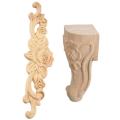 4pcs 20 X 5cm Rubber Wood Carved Long Onlay Applique