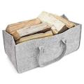 Fireplace Wood Felt Storage Bag Basket Magazine Rack Pocket,gray
