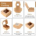 50 Pcs Mini Kraft Paper Box with Window for Homemade Candy (brown)