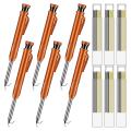 6 Piece Solid Carpenter Pencils with 36 Refill Leads Construction A