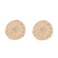 2pcs 18cm Natural Water Gourd Placemat Round Woven Rattan Table Mat