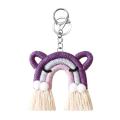 Cute Cat Rainbow Weaving Tassel Keychain Car Keyring Holder, C