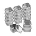 Square Metal Tins with Window Lids,15-pack Empty Square Silver Tins