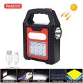 Usb Recharge&solar Energy Led Working Light Camping Flashlight, Red