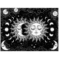 Sun and Moon Tapestry Wall Hanging Tapestry Black(60x80 Inches)
