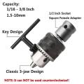 1.5-10mm 1/16 Inch - 3/8 Inch Capacity Key Drill Chuck Converter