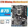 B75 Eth Mining Motherboard 12 Pcie to Usb with Cpu+rj45 Network Cable