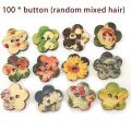 100pcs Handmade Wooden Buttons with 2 Holes for Diy Crafts Decor