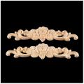 2pcs 20*5cm Wood Carved Applique Rose Flower Door Home Decor