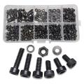 300 Pcs Hex Bolts Nut and Washer M3 Tool Kit with Plastic Box (black)