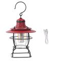 Portable Retro Camping Lantern Rechargeable Hanging Tent Light,red