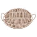 Rattan Round Fruit Tray with Handle Storage Tray Pastoral Rattan Tray