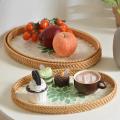 3 Pack Rattan Shell Tray Creative Woven for Living Room Fruit Basket