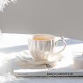 Pearl Shell Cup Ceramic Tea Set European Coffee Cup Plate Set White