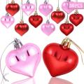 36 Pcs Heart Baubles Heart Shaped Valentine's Day,2 Types (red,pink)