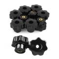 10 Pcs 32mm Dia M6 Thread Screw On Type Star Head Clamping Knob Grip