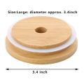 4pcs Bamboo Mason Jar Lids with Hole Wooden Lids for Storage Jars