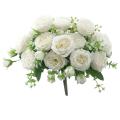 3 Bunches Peony Artificial Flower for Decoration Fake Rose White
