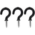 1.1" Mug Hooks Shouldered Metal Screw-in Plastic Coated Black 25pcs