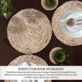 Round Woven Natural Water Hyacinth Straw Braided Placemats, Set Of 4