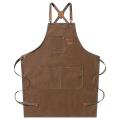 For Men, Canvas Cross Back Aprons with Pockets,m to Xxl (brown)