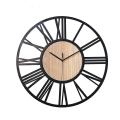 Modern Iron Wooden Wall Clock 16 Inch Roman Number Silent Wall Watch