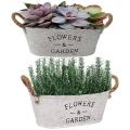 Set Of 2 Metal Planters,farmhouse Succulents Herbs Pots, for Indoor