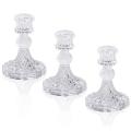 Glass Candle Holder, Taper Candlestick , Vintage Cut Crystal 3 Pieces