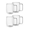 Double Wall Glass Coffee Mugs Tea Cups Set Of 2, with Handle (300ml)