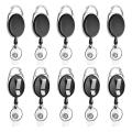 10 Pack Retractable Badge Reel for Id Card Key Keychain Holder Black