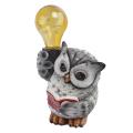 1pcs Mini Owl Figurine Miniatures Garden Solar Lights Night A