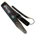 Guitar Strap Ethnic Style Leather Adjustable Acoustic Electric Black