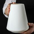 Simple Vertical Striped Small Vase Imitation Ceramic Plastic -white