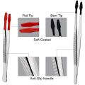 2 Pcs Of Rubber Tip Tweezers Set for Craft Laboratory 12/15cm