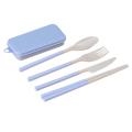 Combination Portable Outdoor Travel Tableware Student Set Blue