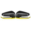 2x Car Rearview Side Mirrors Cover Cap Carbon Fibe + Yellow