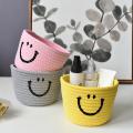 Smile Cotton Rope Basket Woven Storage Basket for Sundries, Yellow