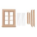 6 Pane Frame and Glass Plate Doll House Diy Double Window Accessories