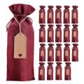 Burlap Wine Bags Wine Gift Bags, with Drawstring, Tag & Rope