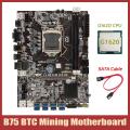 B75 Btc Mining Motherboard+g1620 Cpu+sata Cable Lga1155 8xpcie