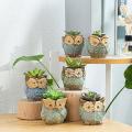 Owl Small Flower Pot Vase for Flowers Home Decor Loft Gifts 6pcs,blue